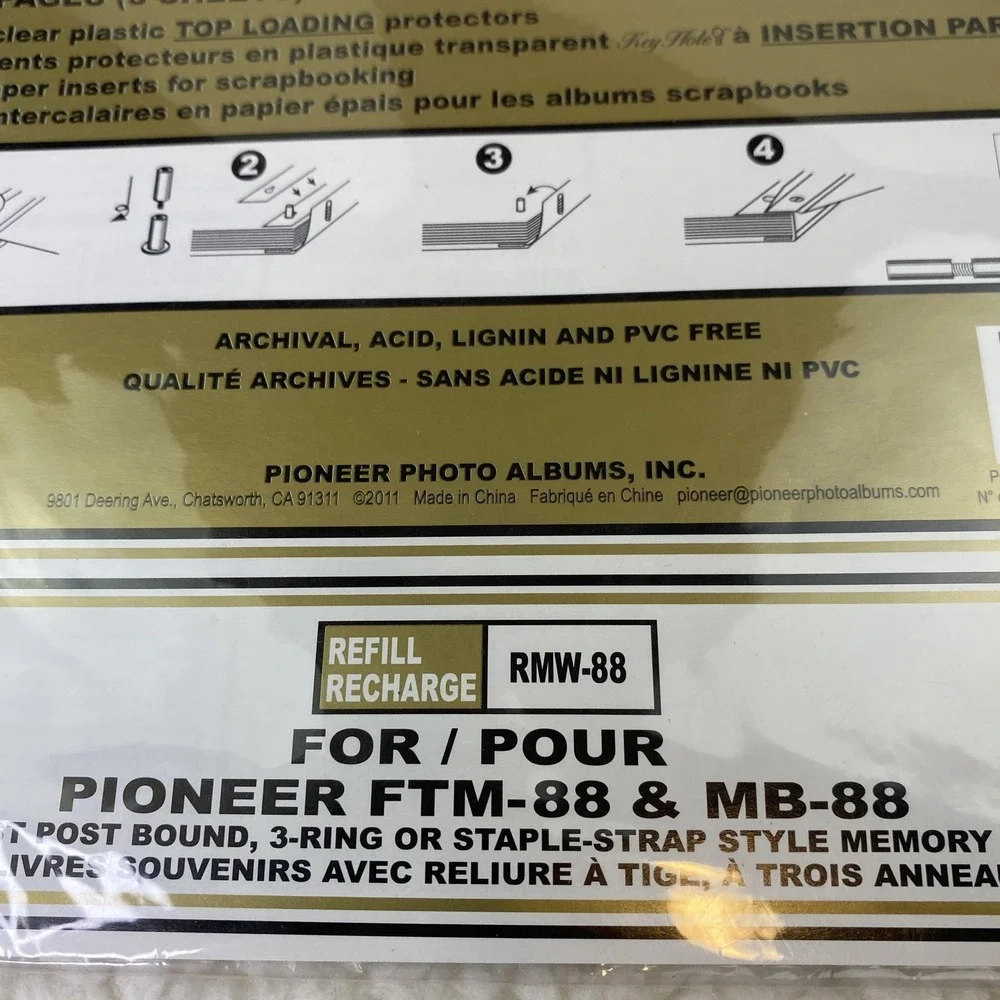 Pioneer RMW-88 8x8 Top Loading Refills Clear Plastic Memory Book Pages